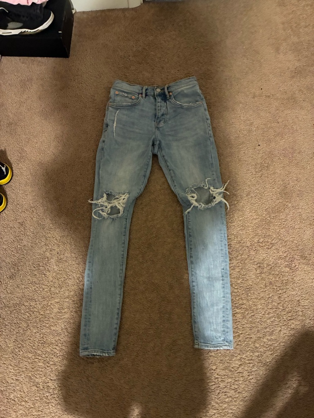Purple Snow Men’s Skinny Ripped Light Blue Jeans